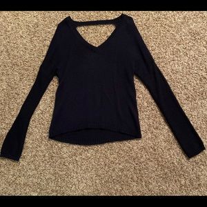 Opened back navy blue sweater
